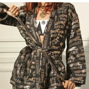 Dylan Lex Metallic Black & Gold Handle It Kimono/Jacket